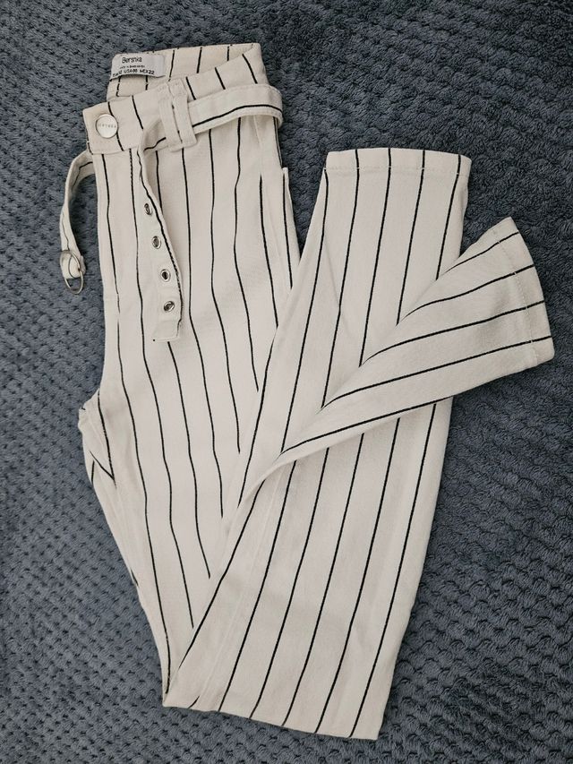 Jeans skinny gessato bianco e nero