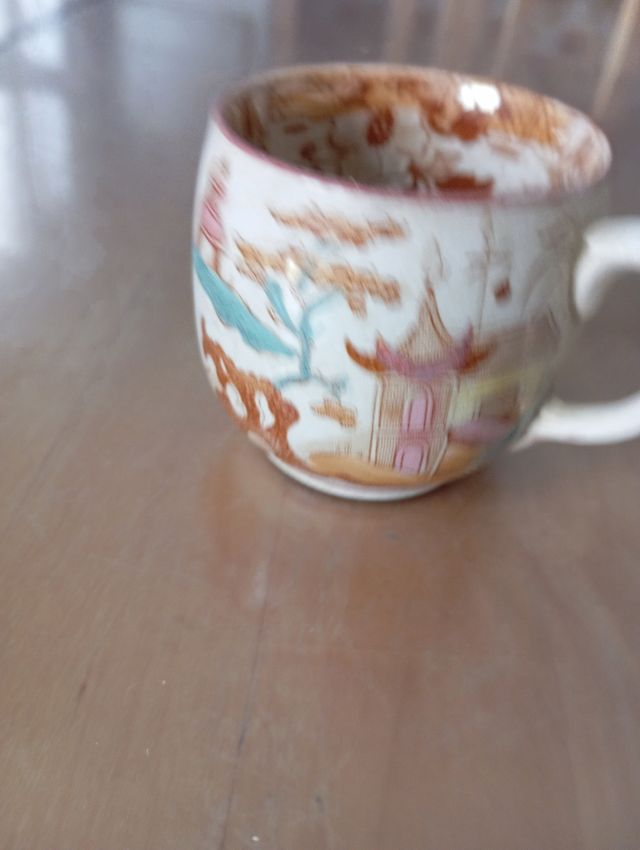 Taza antigua Opaque de Sarreguemines y dos platito