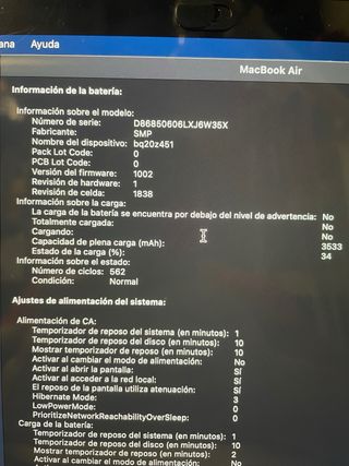Macbook air 13 pulgadas 256g 2018