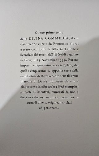 Libri antichi, La Divina Commedia di Dante - 1939