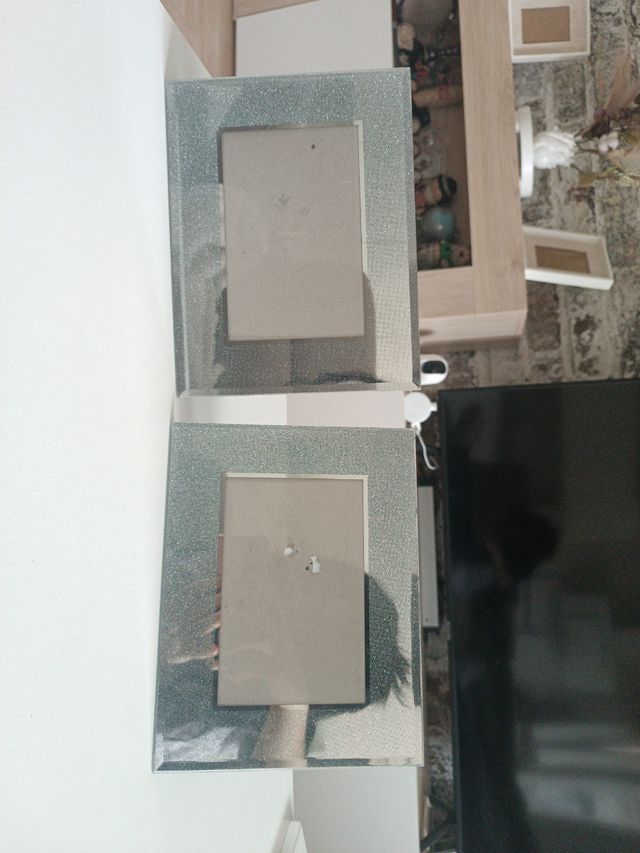 pack 2 marcos fotos plateado con brillantina