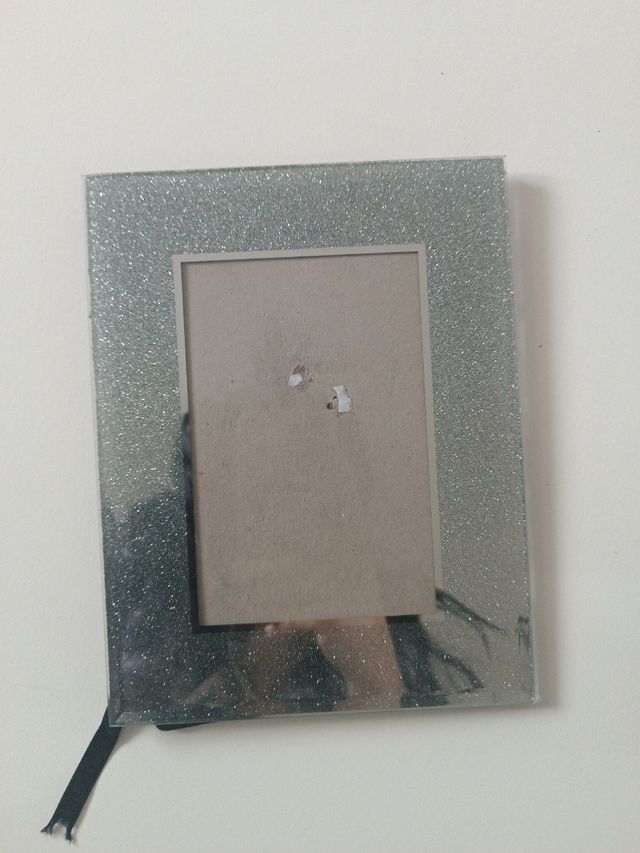 pack 2 marcos fotos plateado con brillantina