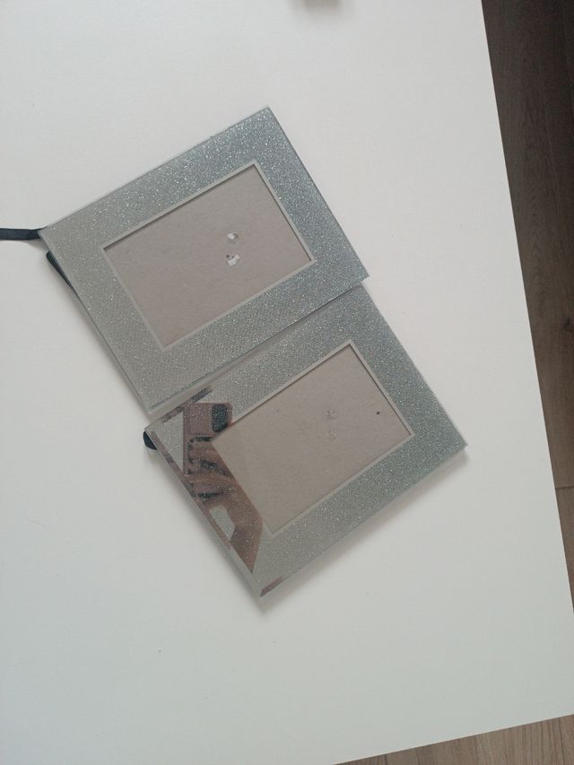 pack 2 marcos fotos plateado con brillantina