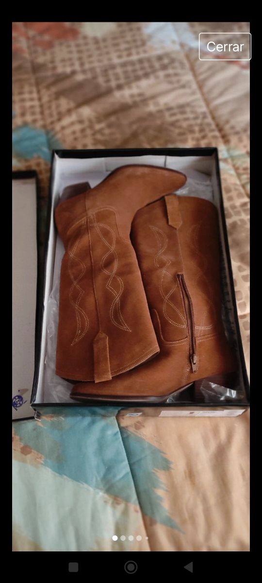 Botas altas cowboy en ante marrón