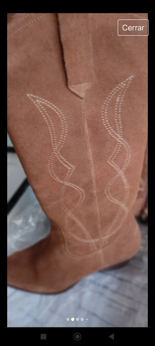 Botas altas cowboy en ante marrón