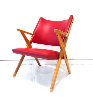 Poltrona  vintage Dal Vera anni 50 corallo