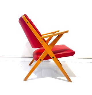 Poltrona  vintage Dal Vera anni 50 corallo