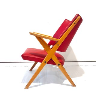 Poltrona  vintage Dal Vera anni 50 corallo