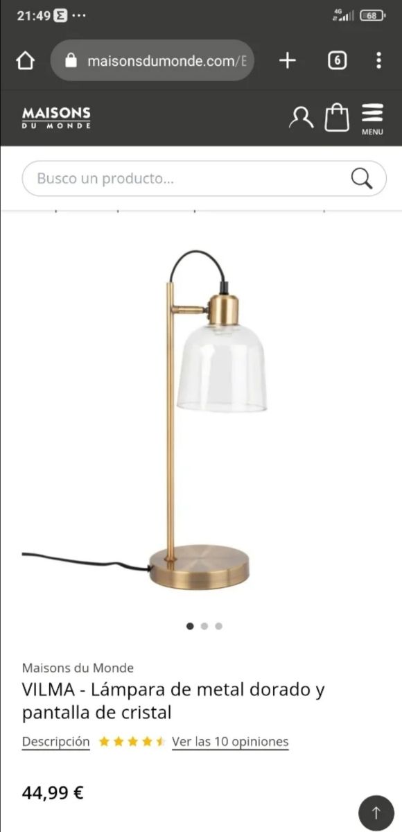 1 Lampada in metallo dorato e cristallo