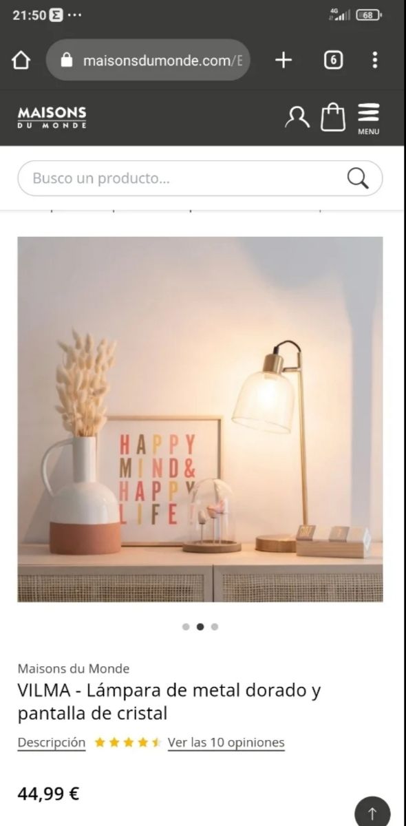 1 Lampada in metallo dorato e cristallo