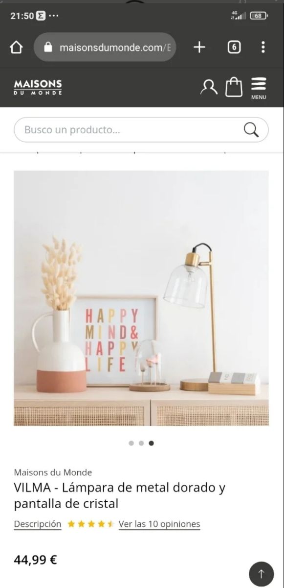 1 Lampada in metallo dorato e cristallo