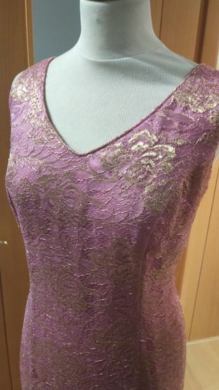 Vestido fiesta largo encaje nuevo 46