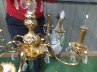 Lampara de bronce y cristal de Roca