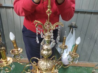 Lampara de bronce y cristal de Roca