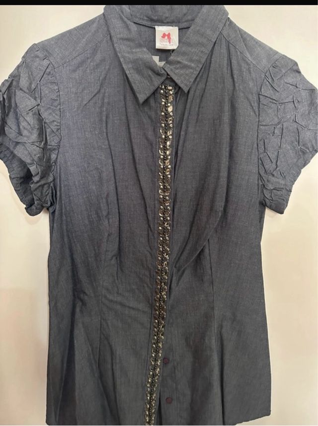 Camicia in cotone con swarovsky twin-set