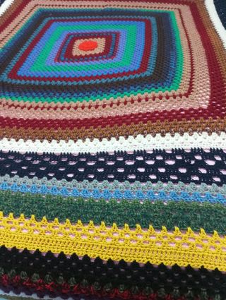 Manta ganchillo lana a mano