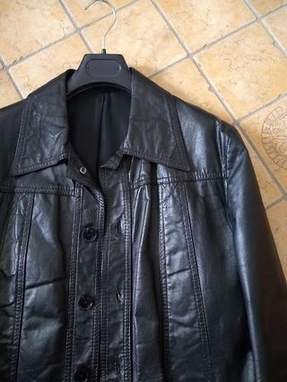 Giacca pelle nero vintage 1970s (size Small)
