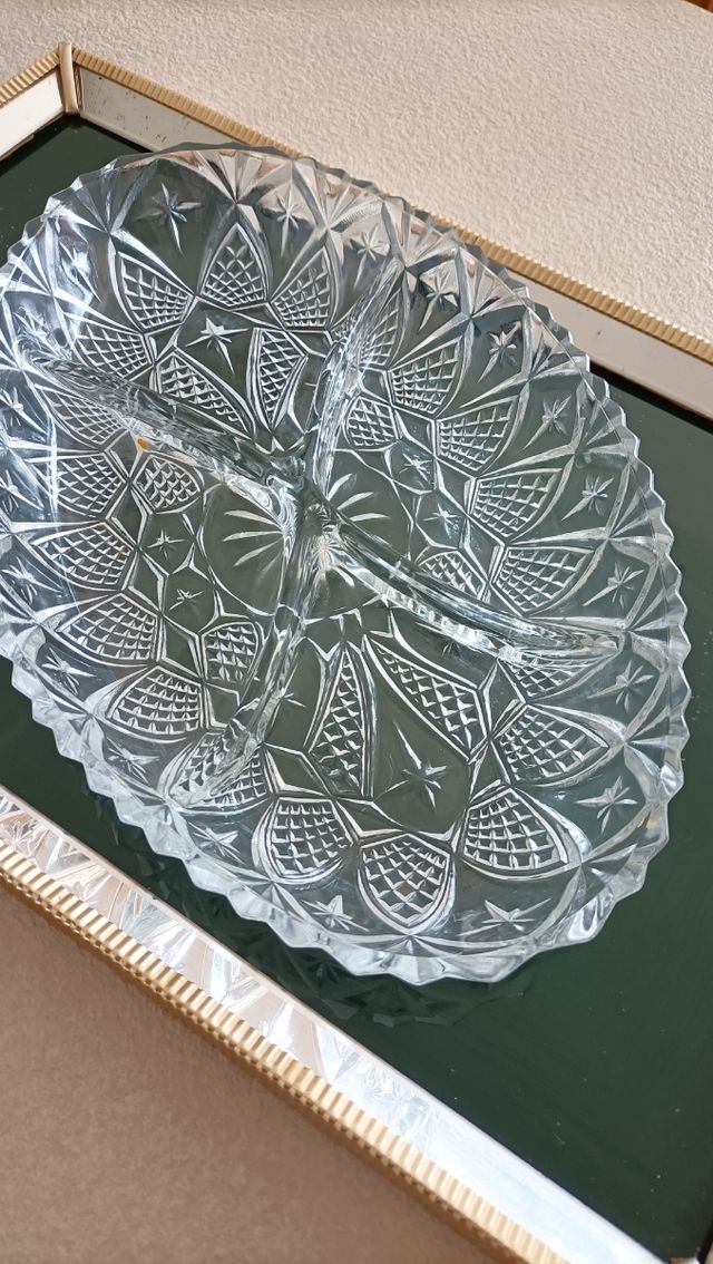 Due antipastiere in  vetro anni 70