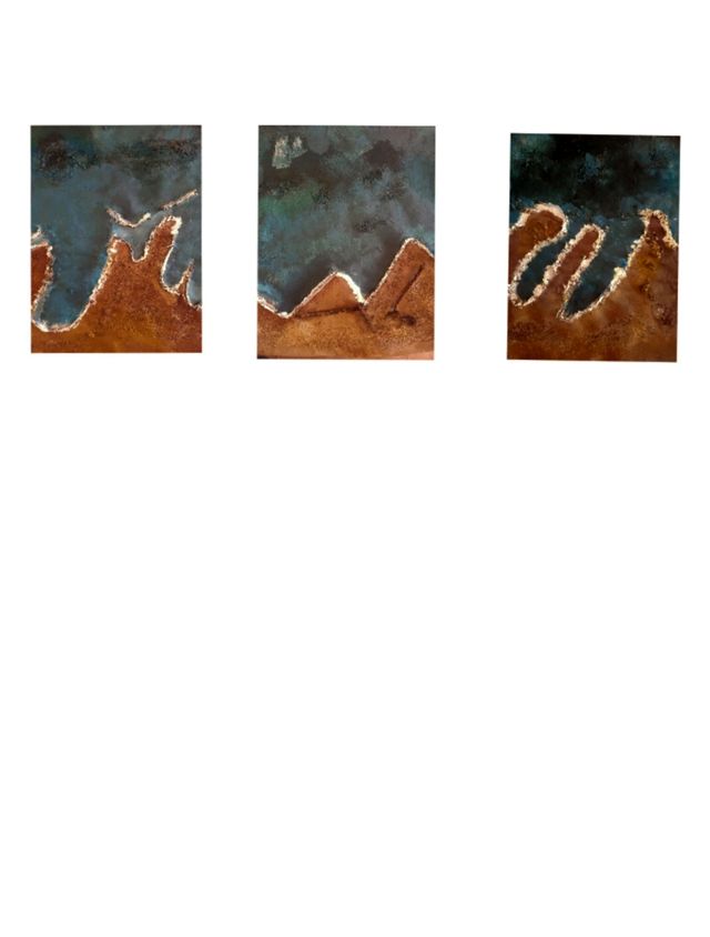 Trittico in acrilico con texture. Stampa originale