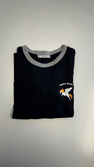 Camiseta negra, manga corta, Pull and Bear