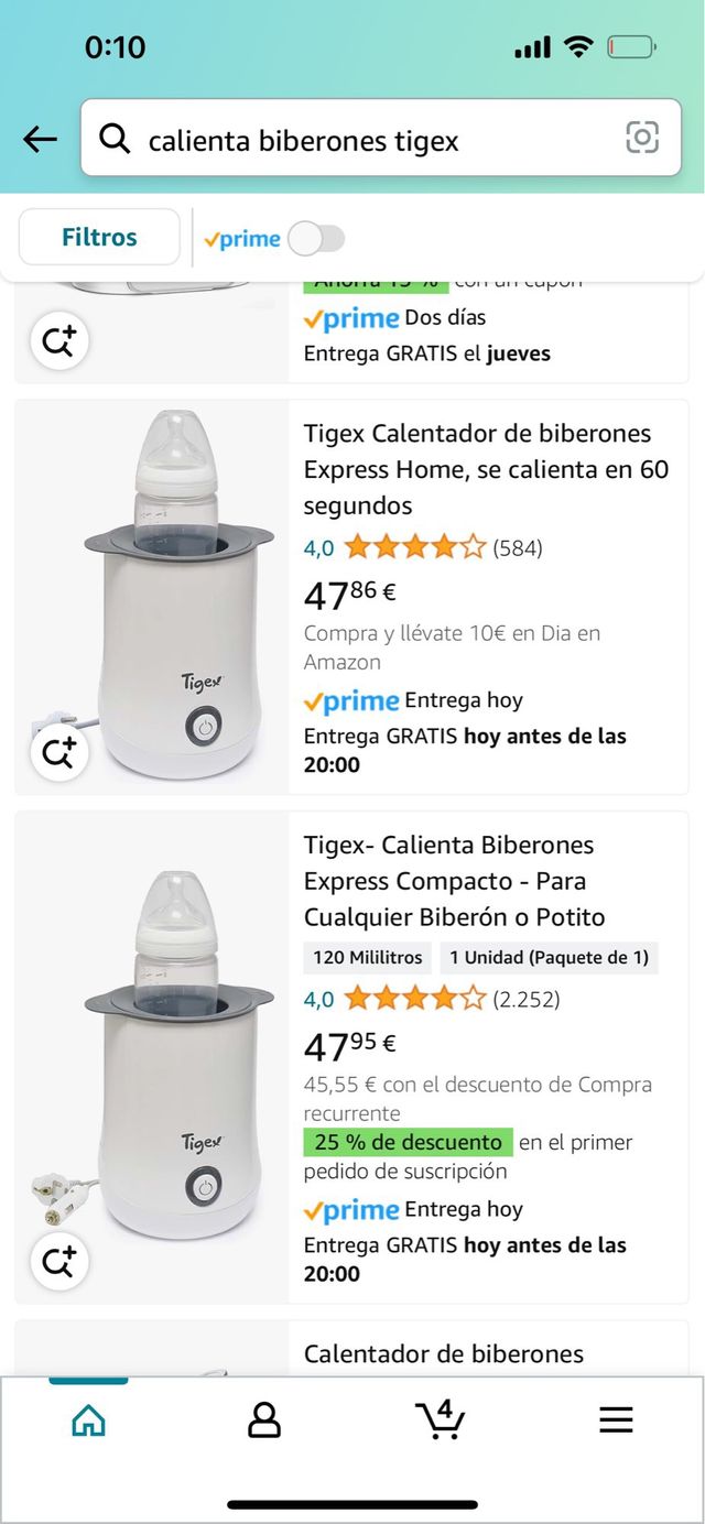 Calienta biberones tigex