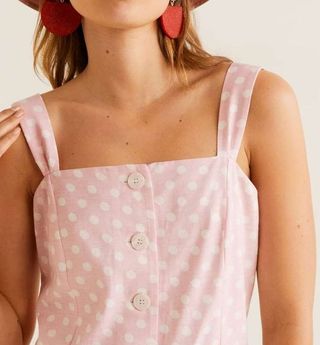Blusa de lino con lunares estilo vintage