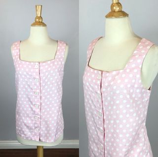 Blusa de lino con lunares estilo vintage
