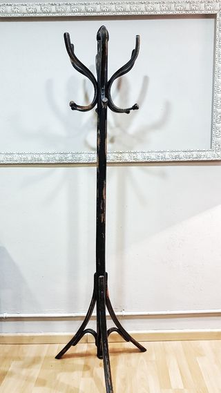 Perchero de pie madera negro vintage clásico