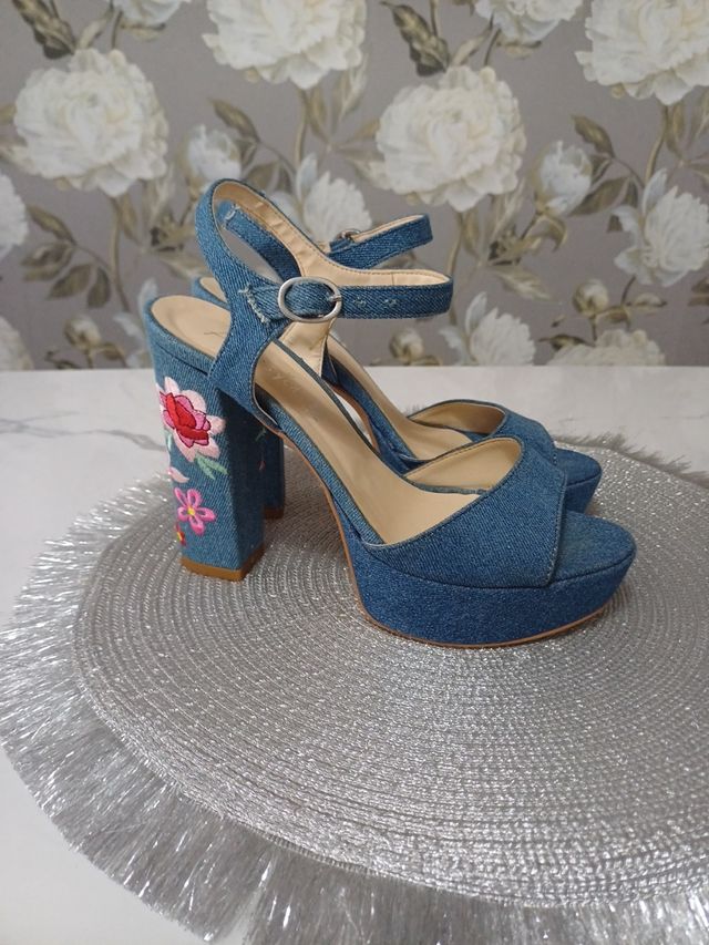 Sandali Jeans donna tacco alto comodo