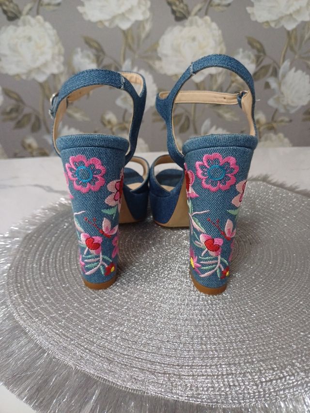 Sandali Jeans donna tacco alto comodo