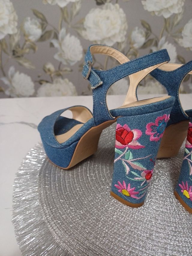 Sandali Jeans donna tacco alto comodo