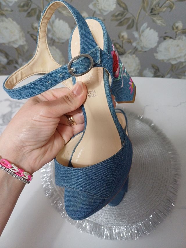 Sandali Jeans donna tacco alto comodo