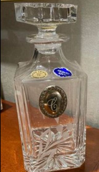 BOTTIGLIA NUOVA IN CRISTALLO E ARGENTO 925