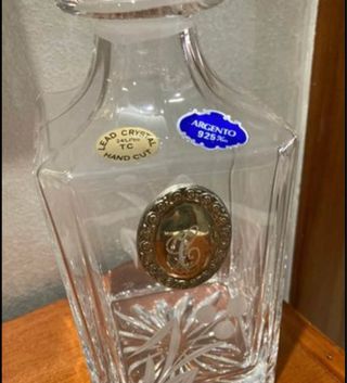 BOTTIGLIA NUOVA IN CRISTALLO E ARGENTO 925