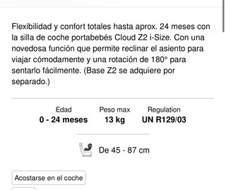 Sillita coche bebé grupo 0 Cloud Z2 i-Size