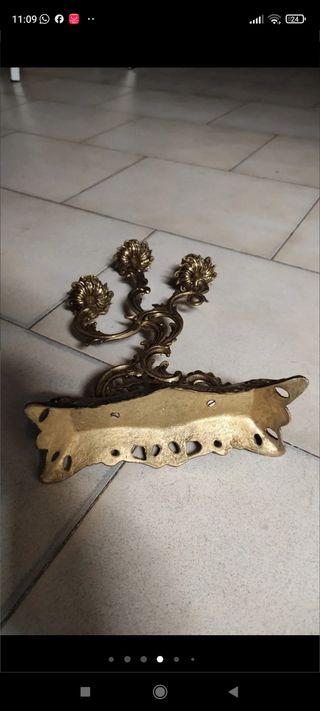 1 Candelabro bronce dorado