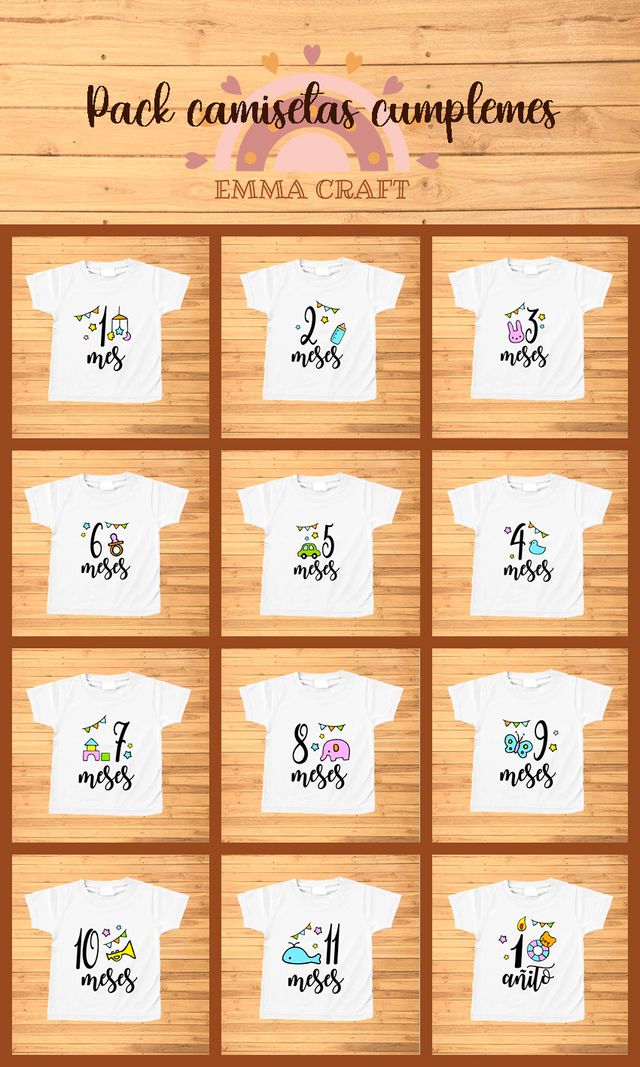 pack camisetas cumplemes bebé