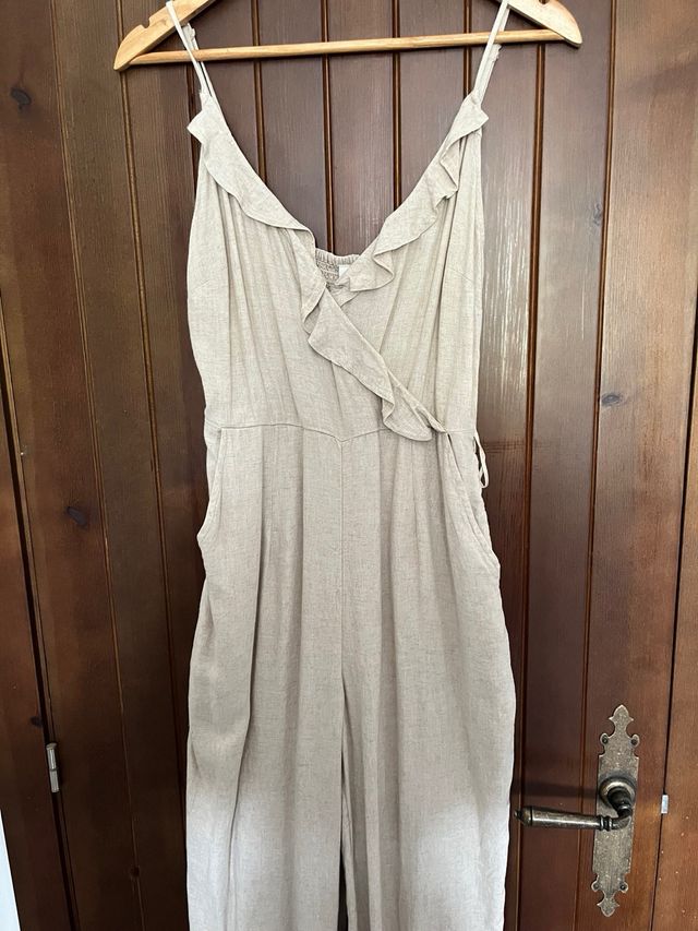 Mono midi beige de lino
