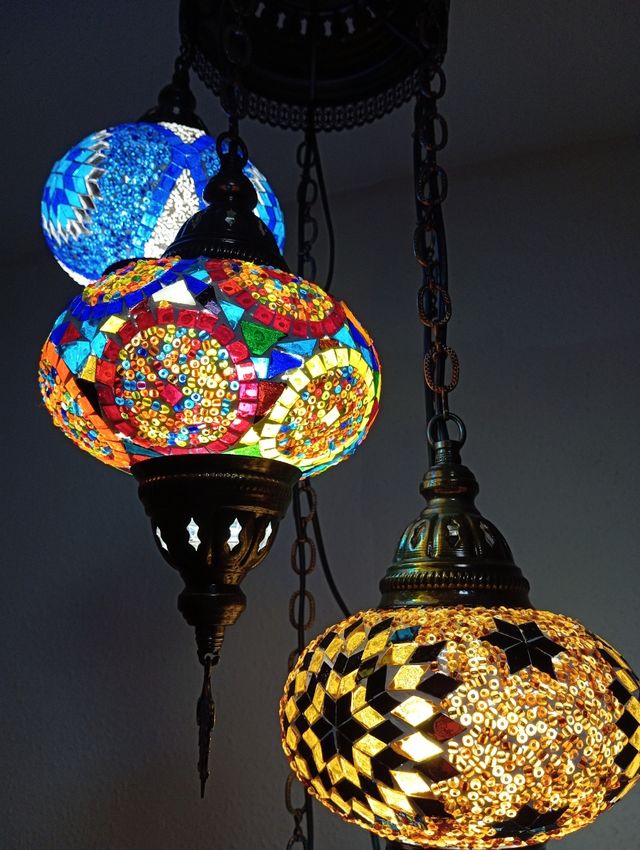 Candeeiro de teto turco com 5 tulipas