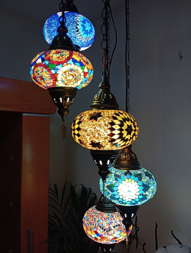 Candeeiro de teto turco com 5 tulipas