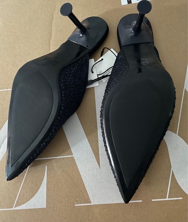 Zapatos brillo azul talla 38