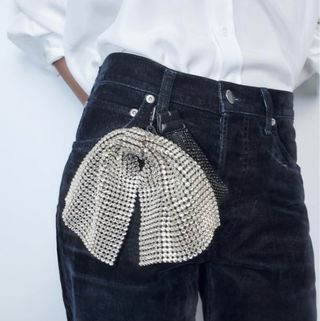 Bolso brillos negro con lazo Nuevo a estrenar