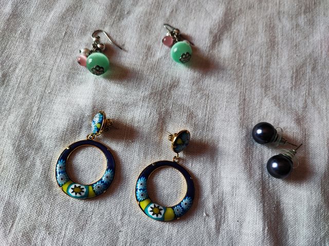 Set 3 orecchini in pietre dure e murina