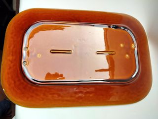 Bandeja cerámica esmaltada con hojas de roble