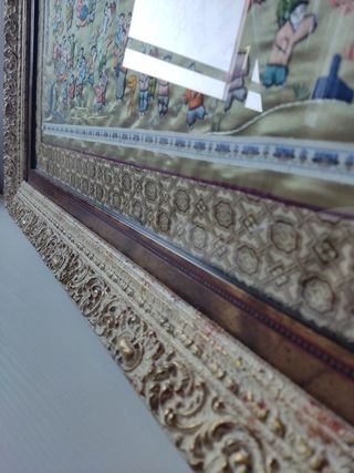 CUADRO VINTAGE  SEDA CHINA BORDADA