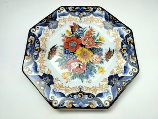 Plato porcelana japonés octogonal
