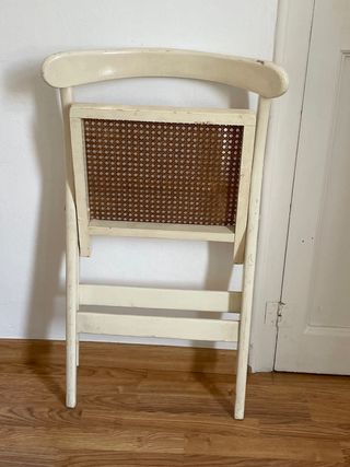 silla vintage ratán y madera