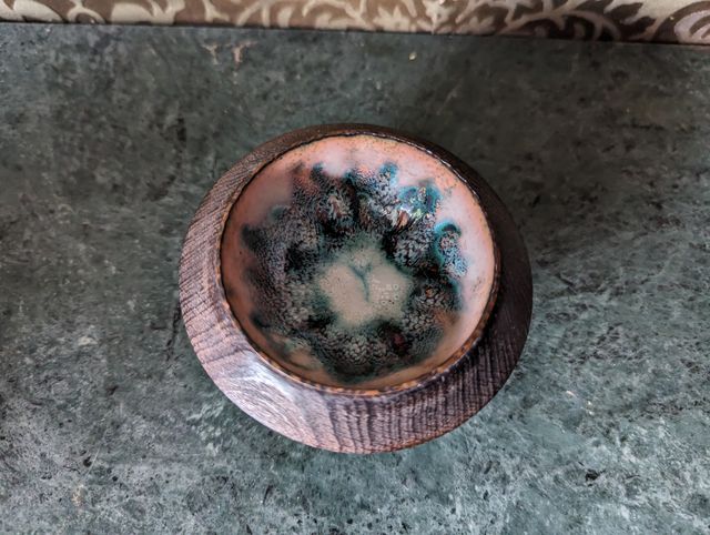 Cuenco porcelana base de madera