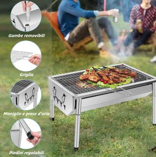 Barbecue a carbone in acciaio inox campeggio