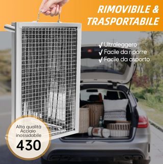 Barbecue a carbone in acciaio inox campeggio